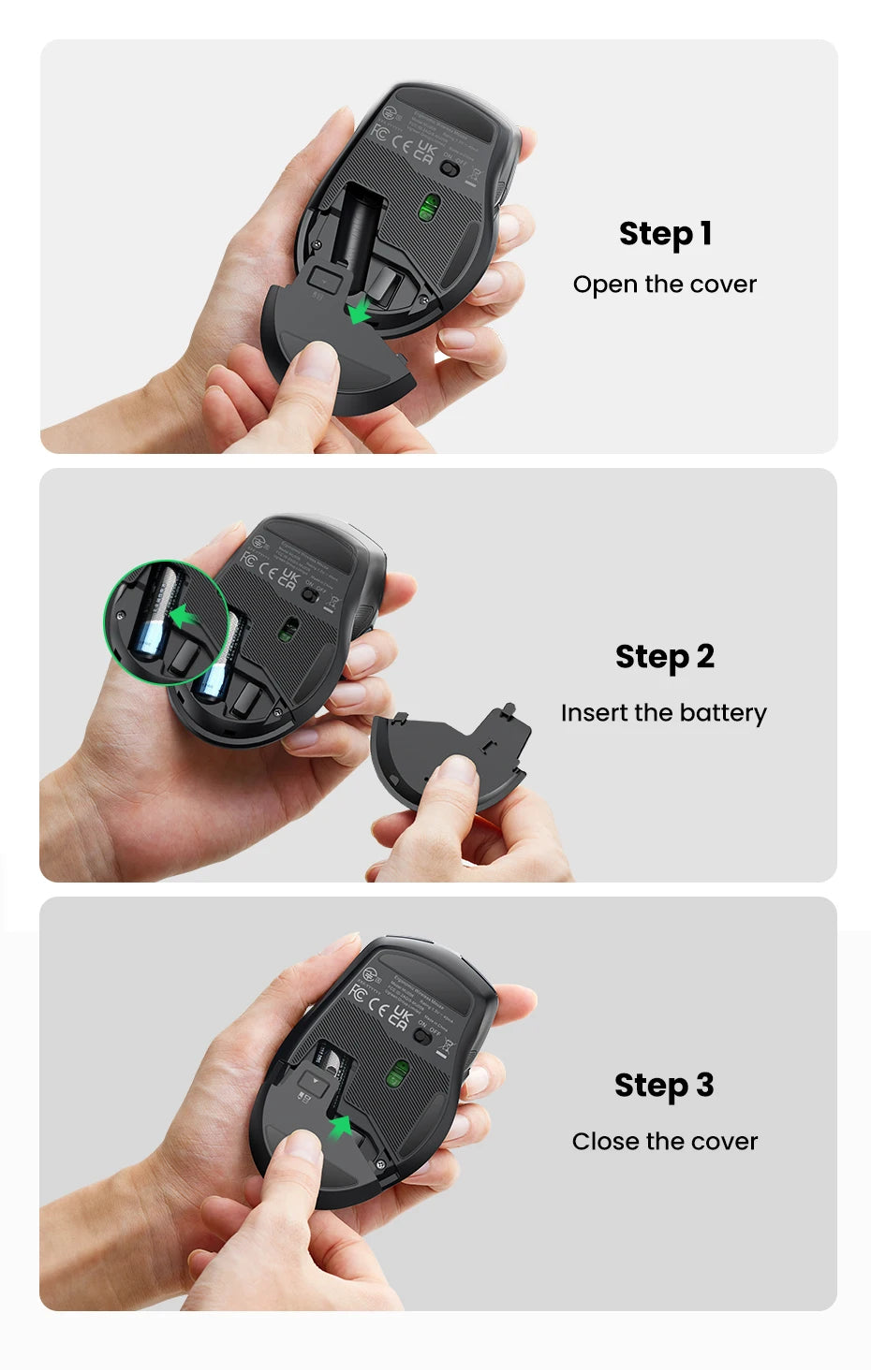 UGREEN Mouse Wireless Ergonomic Mouse 2.4GHz 4000 DPI Silent 6 Buttons For MacBook Tablet Laptop PC Mute Mice Quiet 2.4G Mouse