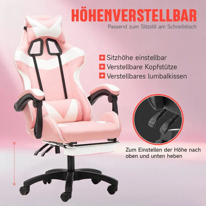 Ergonomic gaming chair, office chair, height adjustable,PU leather computer chair, with headrest and lumbar support, 360° swivel