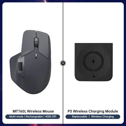 Rapoo MT760/MT760L/MT760Mini/MT760M Rechargeable Multi-mode Bluetooth Wireless Mouse Ergonomic 4000 DPI Support Up to 4 Devices