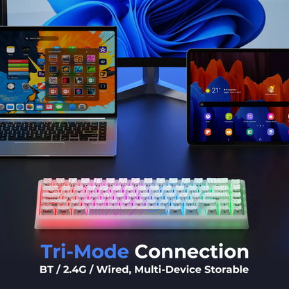 XVX M67 JadeStone Mechanical Keyboard With IMD-Tech Keycaps Hot Swappable Gasket Tri-Mode Custom RGB Wireless Keyboard 65%