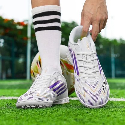 Nouvelles chaussures de football pour hommes, baskets confortables, chaussures de football professionnelles à cheville haute, chaussures de sport unisexes antidérapantes TF/FG pour garçons