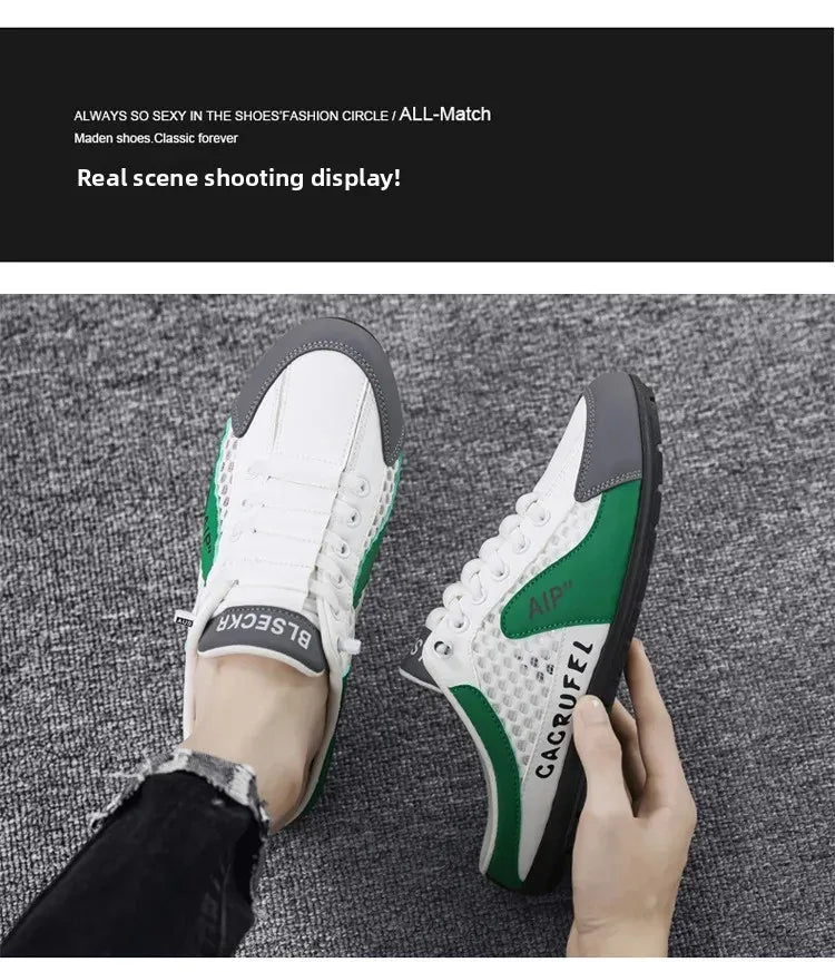 Ανδρικά casual αθλητικά παπούτσια slip-on με κορδόνια, αναπνεύσιμο mesh, unisex, για άνοιξη και φθινόπωρο, χαμηλά, επίπεδα, γρήγορη και εύκολη εφαρμογή