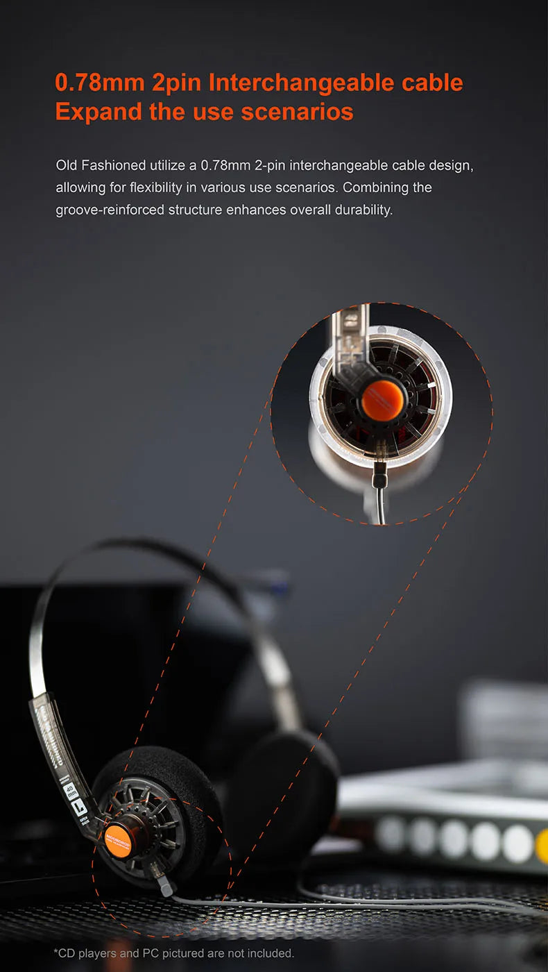 MOONDROP OLD FASHIONED On-Ear Headphone 40mm large dynamic driver 0.78-2pin 3.5mm Plug