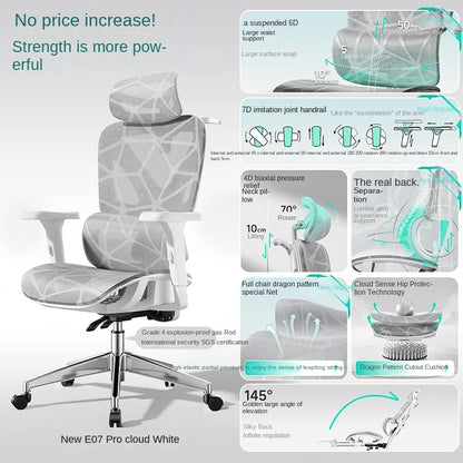 New E07 Pro Ergonomic Chair Sedentary Comfort Office Chair Home Study  Gaming Chair Backrest Adjustable Seat With Footrest