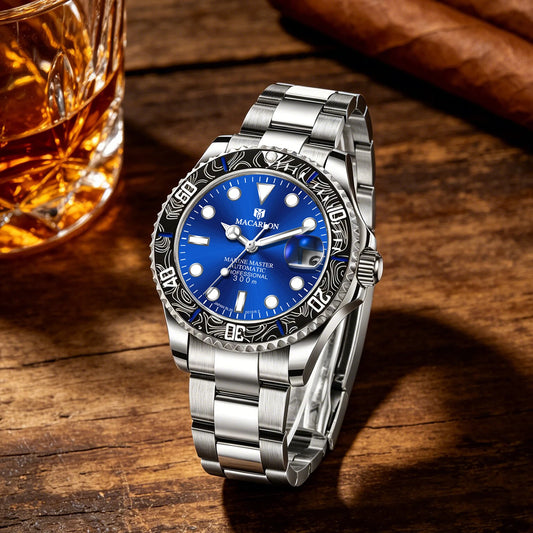 2026 MACARLON Design New Yacht series Mechanical Watch Men Carbon fiber ring mouth sapphire Stainless steel Waterproof Watch TOP
