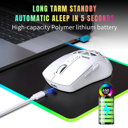 HXSJ T26 Dual Mode Gaming Mouse 2.4G+BT5.1 Wireless Mouse Gaming for Laptop 4800DPI Adjustable Ergonomic Optical Computer Gamer
