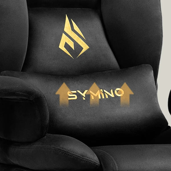 Symino Gaming Chair, Faux Suede Sofa-Style Office Chair with Footstool Height-Adjustable Office Chair, 130kg Capacity