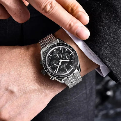 Reloj PAGANI DESIGN Moon: cronógrafo de cuarzo de lujo para hombre, estilo deportivo, cristal de zafiro con tratamiento antirreflectante, esfera luminiscente