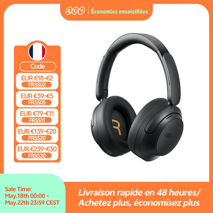 QCY H3S -56dB Adaptive ANC Over Ear Headphone Hi-Res LDAC Spatial Sound Wireless Earphone Bluetooth 6.0 Dual Driver 102H Headset