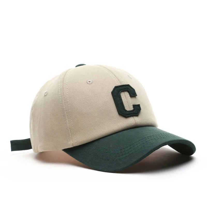 Vintage C Letter Embroidered Baseball Cap | Two-Tone Design, Adjustable Strap, Unisex for Men & Women