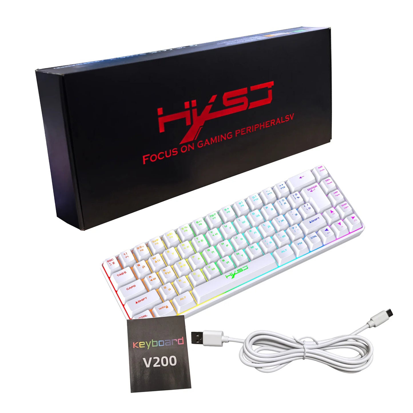68-Key Russian English Mechanical Gaming Keyboard Dual Language Keyboard RGB Backlit Gaming Mechanical Keyboard for Gaming