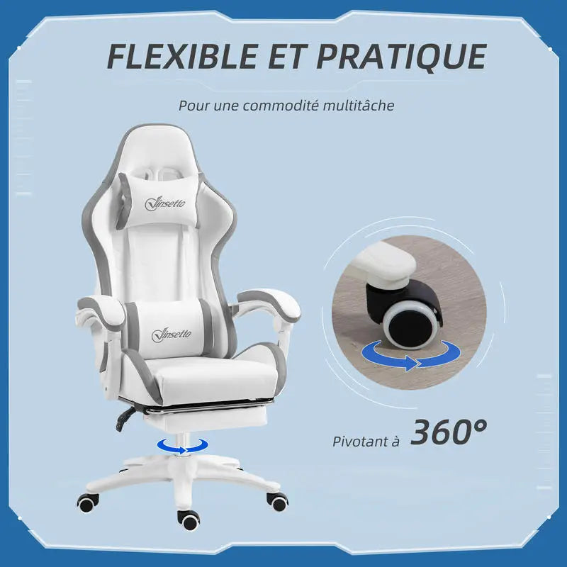 Ergonomic Gaming Chair 120KG Load 135° Recline Footrest Adjustable Headrest Lumbar Support Home Office Chair