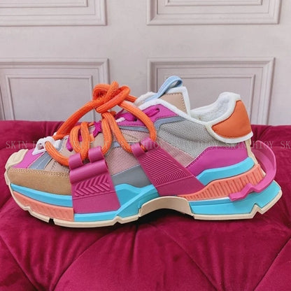 2026 Fashion Women Sneakers Size 35-46 High Quality  Platform Sneaker Men Casual Shoes Sports Running Shoes Lace Up Patchwork