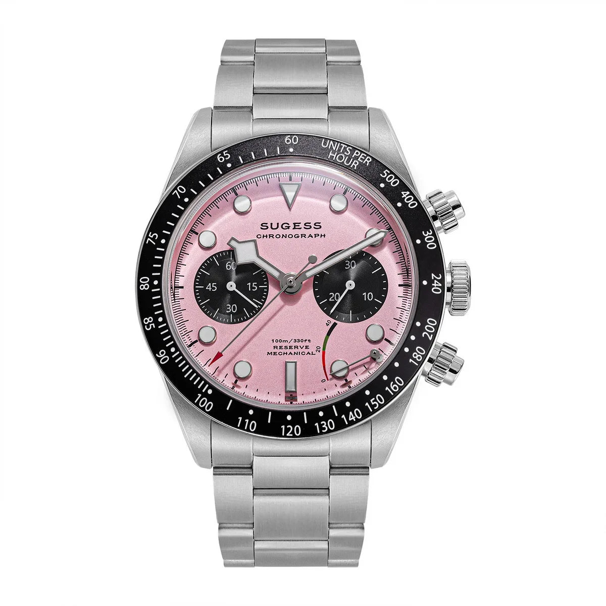 Sugess Chronograph Men Watch Original ST1907 Swanneck Pilot Mechanical Wristwatches Domed Sapphire Crystal Dopamine S457 2025new
