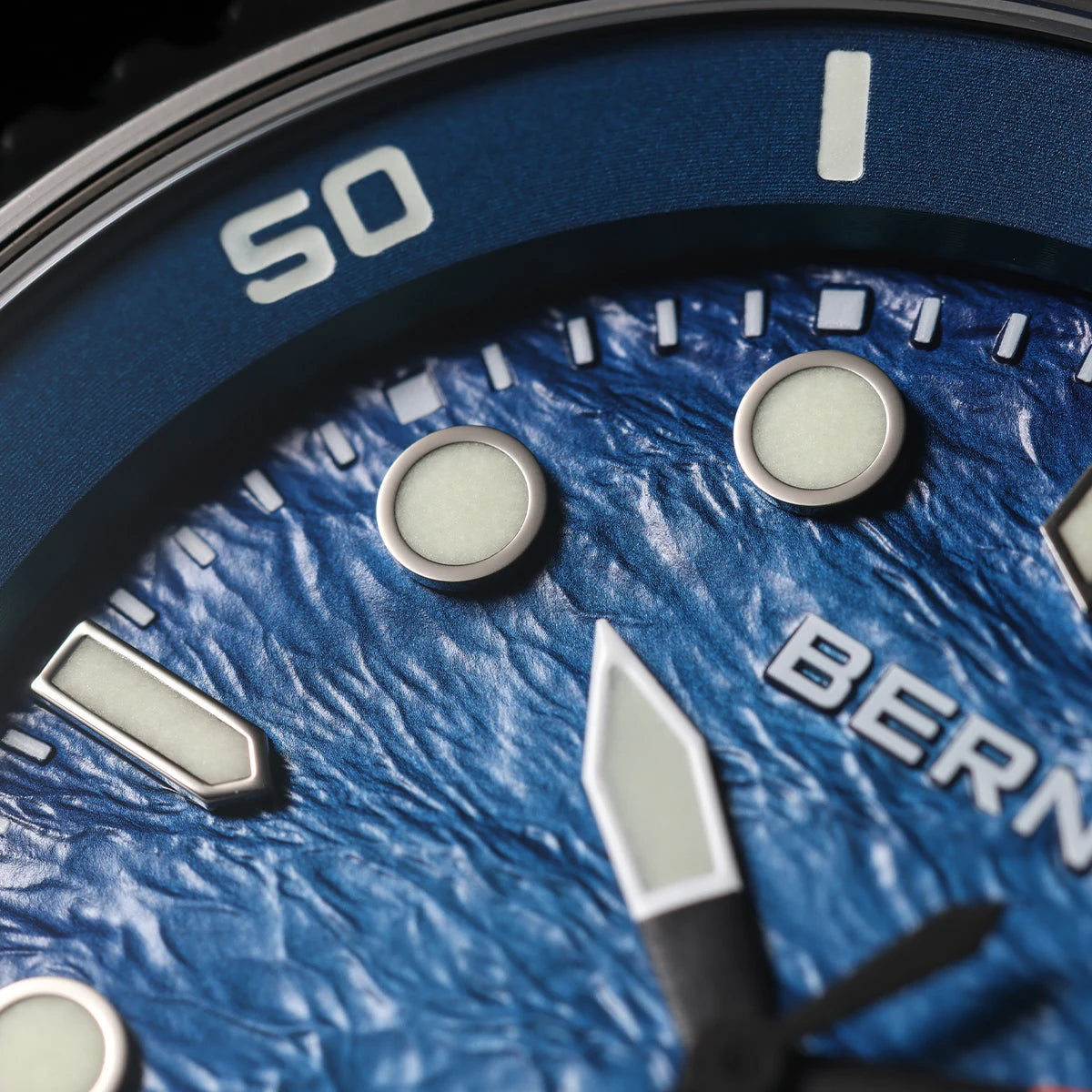 BERNY Automatic Diver Watch for Men Top Luxury Sapphire 316L Steel Blue Dial 200M Waterproof Mechanical Diving Men's Watches