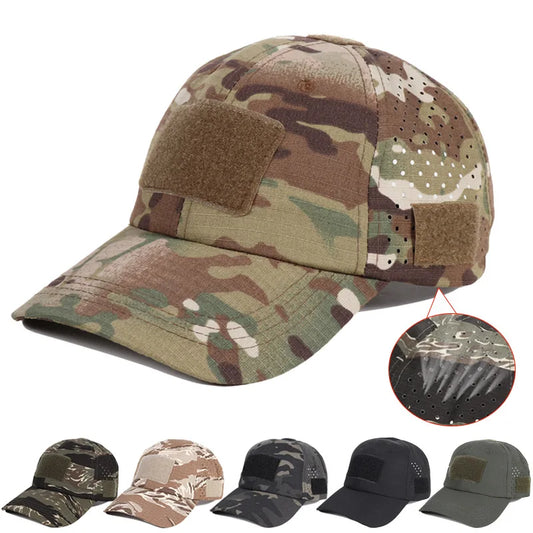 1pcs New Men Camouflage Baseball Cap Breathable Sunscreen Hat Outdoor Sports Hunting Hiking Camping Beach Fishing Sun Hat