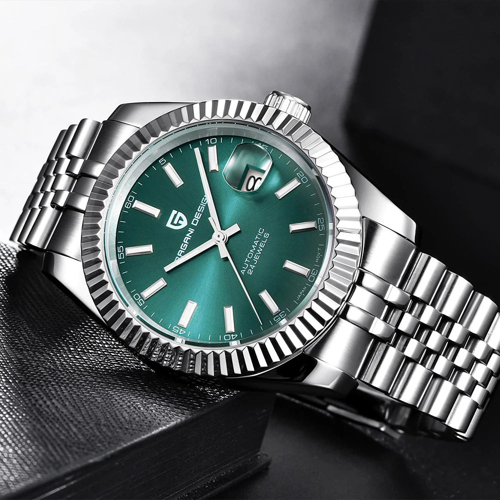 Montre-bracelet mécanique pour homme PAGANI DESIGN PD1645 – Mouvement 8215, verre saphir, modèle de luxe en acier, étanche jusqu'à 100 m