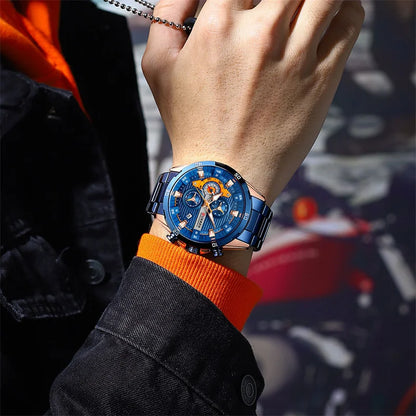 Reloj de lujo para hombre CURREN 8402, nuevo, de acero inoxidable, hermético, con cronógrafo y luz nocturna.