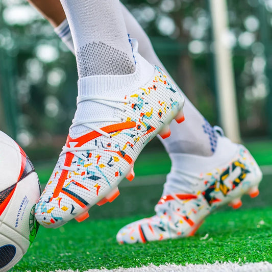Professionelle fodboldstøvler til mænd, åndbare fodboldsko i mesh med skridsikker sål, hurtige sneakers til kunstgræs, moderne fodboldsko til mænd