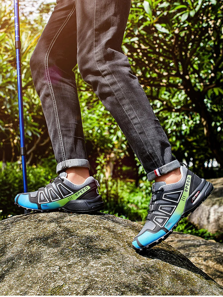 Zapatillas de senderismo para hombre, de exterior, con suela de goma antideslizante, tácticas de entrenamiento, ligeras y cómodas para senderismo, viajes y deporte