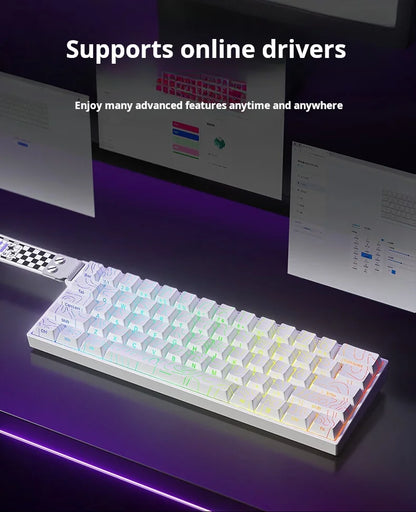 AULA MINI60 HE Tri-Mode Wireless Mechanical Keyboard Magnetic Switch 8000Hz Polling Rate RGB Backlit FPS Esports Gamer Keyboard