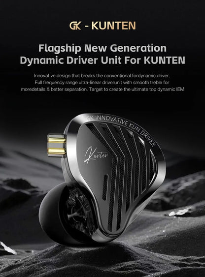 Kz Gk Kunten 1DD Dynamic Drive Earphone Hifi IEMs in ear Earbuds 2pin Detachable Cable Metal Gamer Audiophile headset