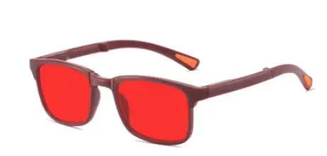 Óculos de sol retro quadrados para mulher com visão noturna, anti-luz azul, UV400; óculos para homem para jogos de computador, anti-radiação, com lentes vermelhas e laranja para dormir