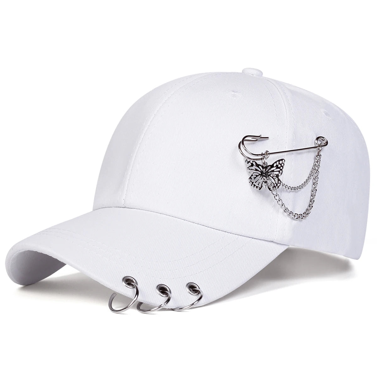 Cappellini da baseball unisex con anello a farfalla in ferro, per primavera e autunno, da esterno, casual e regolabili, cappellino parasole, cappellino sportivo