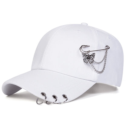 Cappellini da baseball unisex con anello a farfalla in ferro, per primavera e autunno, da esterno, casual e regolabili, cappellino parasole, cappellino sportivo