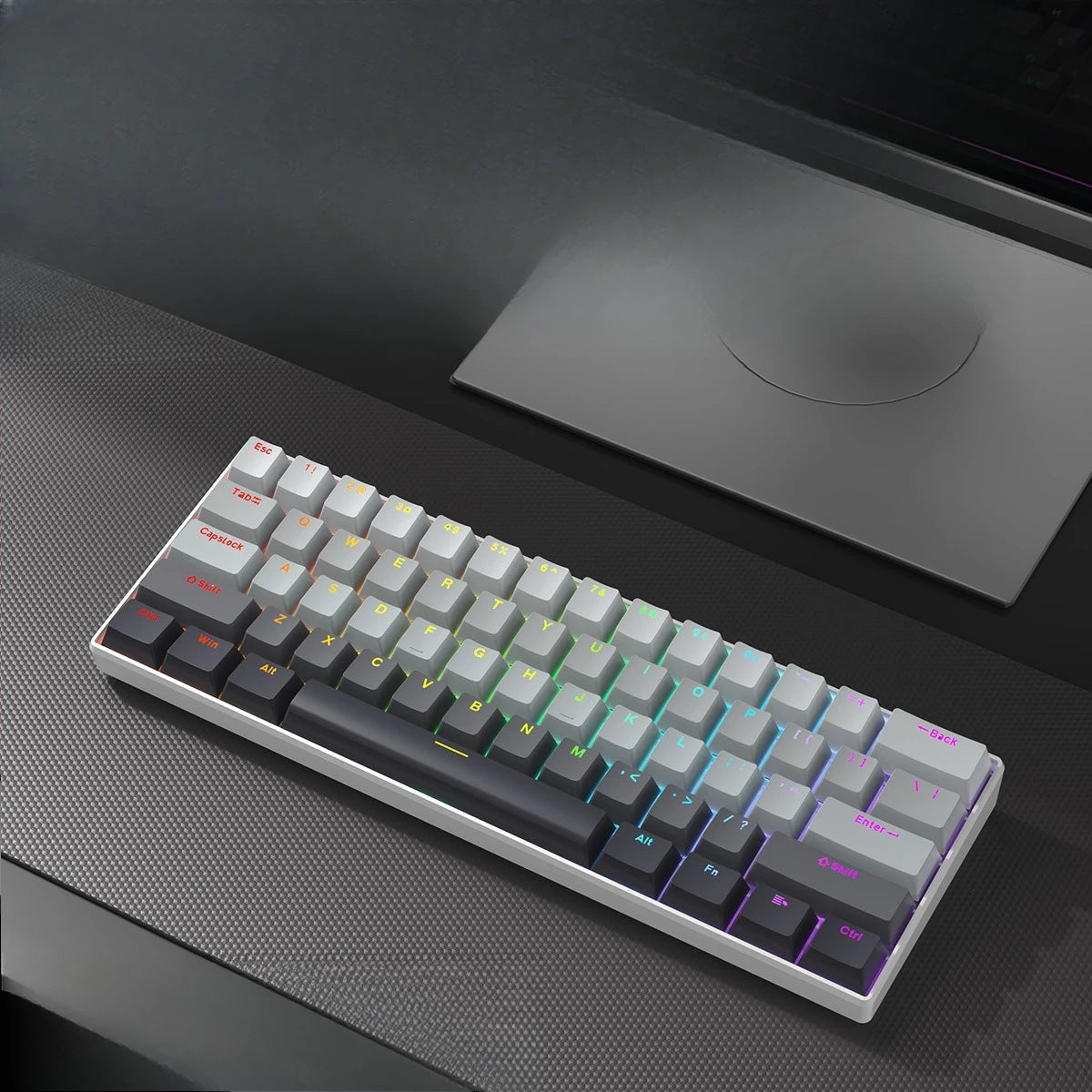 Wireless Gaming Mechanical Keyboard  Bluetooth 60 Percent RGB White Triple Mode Portable Keyboards  key board claviers teclado