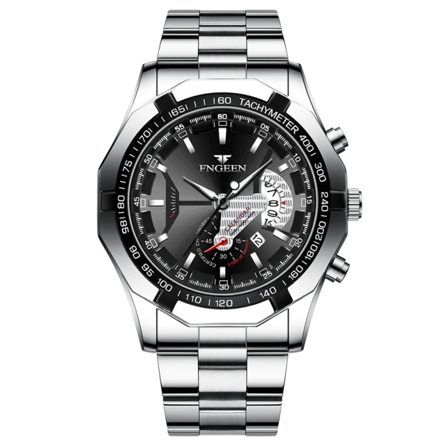 Reloj de pulsera para hombre, de estilo militar, informal o deportivo, de cuarzo, de una marca prestigiosa, totalmente de acero, resistente al agua