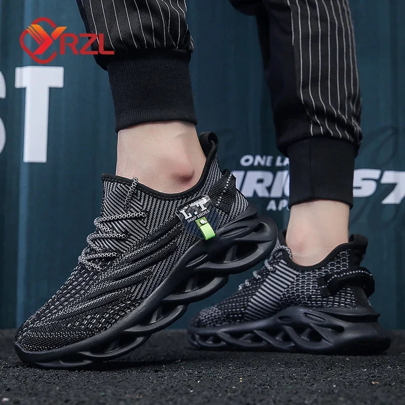 YRZL Herren-Sportschuhe zum Laufen, schwarze Jogging-Schuhe, lässige Outdoor-Sneaker aus atmungsaktivem Mesh, Damen, leicht, stoßdämpfend, schwarze Tennisschuhe