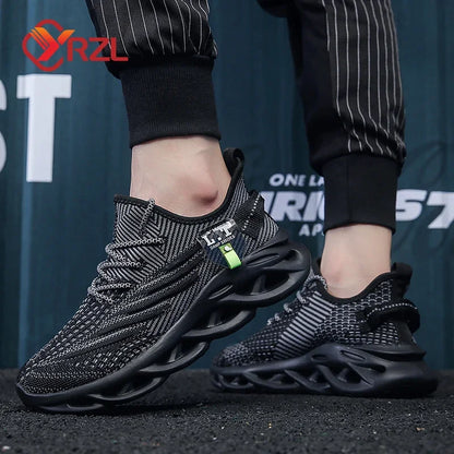 YRZL Herren-Sportschuhe zum Laufen, schwarze Jogging-Schuhe, lässige Outdoor-Sneaker aus atmungsaktivem Mesh, Damen, leicht, stoßdämpfend, schwarze Tennisschuhe
