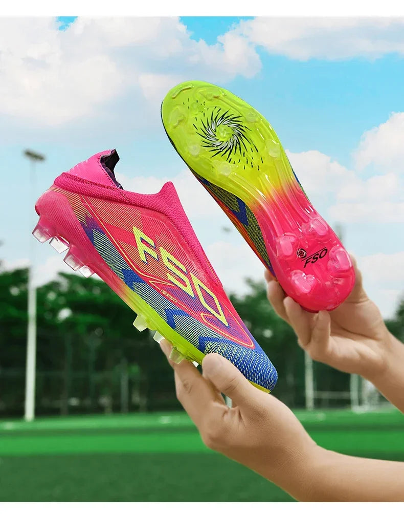 Nouvelles chaussures de football pour hommes, idéales pour les matchs en salle, chaussures de football légères et très vendues, crampons de haute qualité pour terrain en herbe, baskets mi-hautes antidérapantes pour l'ex