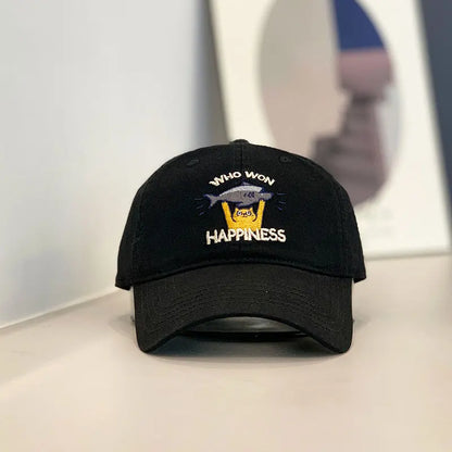 Baseballkappe – Stickerei mit Katzen- und Fischmotiv