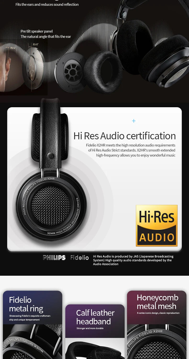 Original Philips X2HR Fidelio HiFi Stereo Head-mounted Headphones Comfort Music Wired Headset Computer Monitor Gaming Earphones