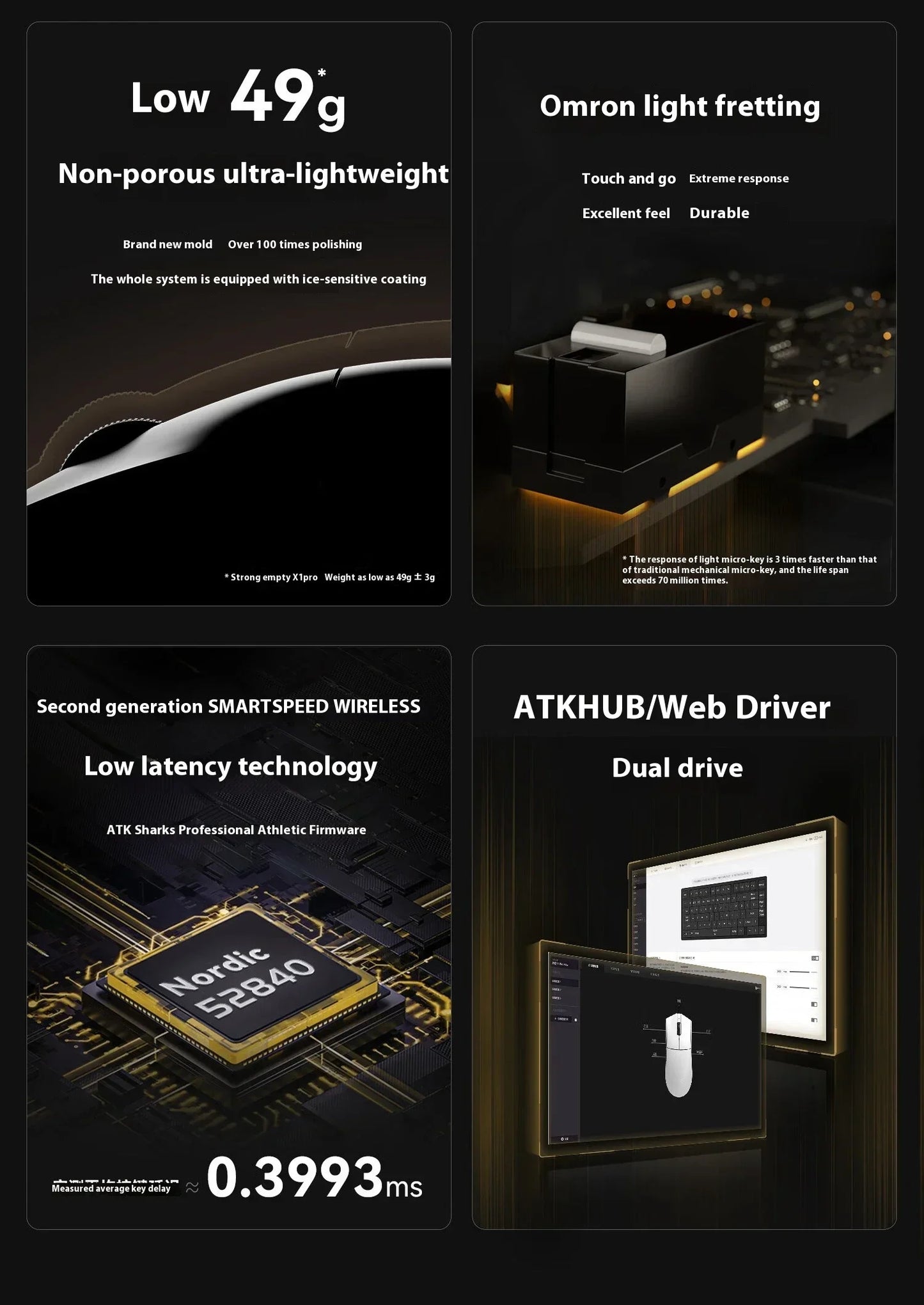 ATK Blazing Sky X1/X1V2 Wireless Gaming Mouse 8K Low Latency Lightweight FPS Liekong E-sports Gaming Mouse Custom PC Accessories