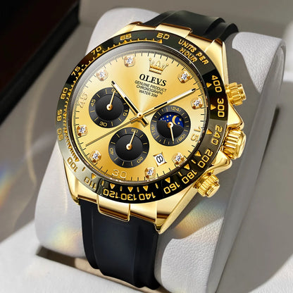 Reloj para hombre OLEVS: reloj de cuarzo de lujo, resistente al agua y luminiscente, con cronógrafo y indicador de fecha. Reloj deportivo para hombre de una gran marca.
