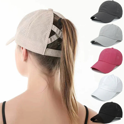 Cappellino da baseball estivo, completo da golf, cappellino sportivo e per il tempo libero con striscia trasversale, cappellino a becco d'anatra in rete ad asciugatura rapida
