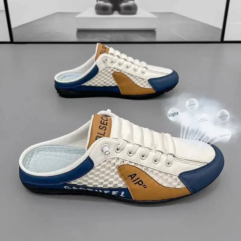 Ανδρικά casual αθλητικά παπούτσια slip-on με κορδόνια, αναπνεύσιμο mesh, unisex, για άνοιξη και φθινόπωρο, χαμηλά, επίπεδα, γρήγορη και εύκολη εφαρμογή