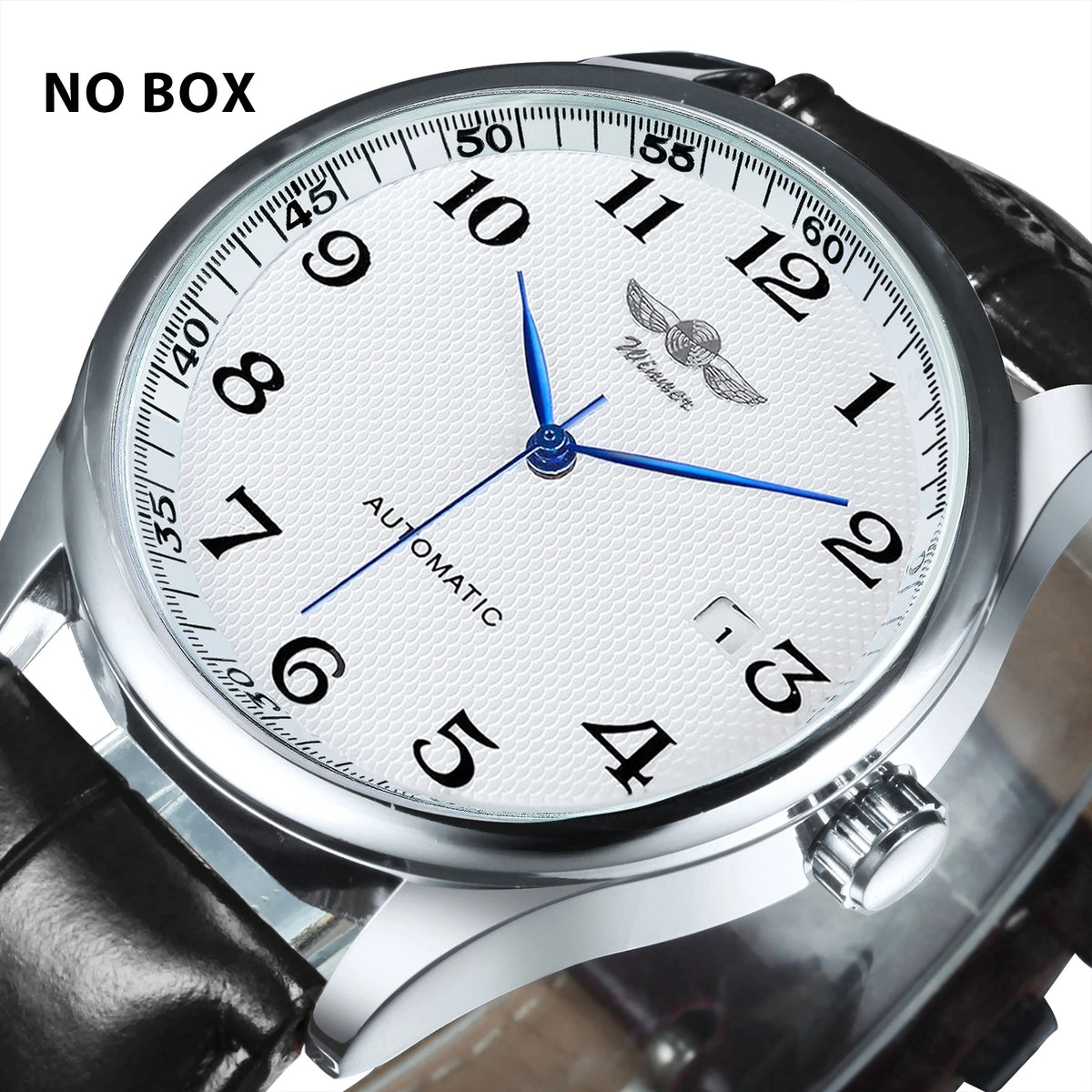 Montre pour homme WINNER – Style classique, rétro et élégant – Montre mécanique automatique avec calendrier – Marque de luxe, boîtier en acier et bracelet en cuir