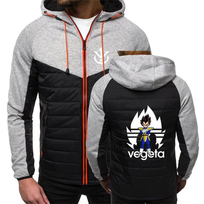 2026 Men's Saiyan Vegeta Avant-garde Style Patchwork Jacket Spring and Autumn Dragon Ball Logo Print Trendy Coat Hoodies