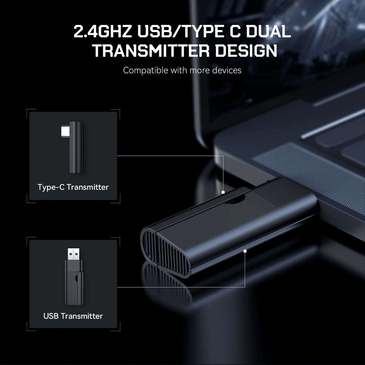 EKSA G19BT 2.4GHz Wireless Gaming Headphones Ultra-light Bluetooth 5.4 Headset Gamer with Microphone for PC/PS5/Xbox