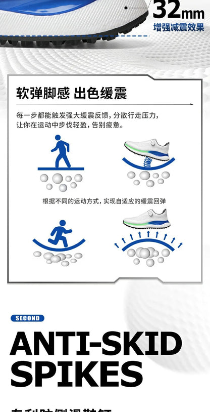 PGM Golf Men’s Sports Sneakers Super Soft Popcorn Midsole Knob Lace Anti-Slip Breathable Golf Shoes