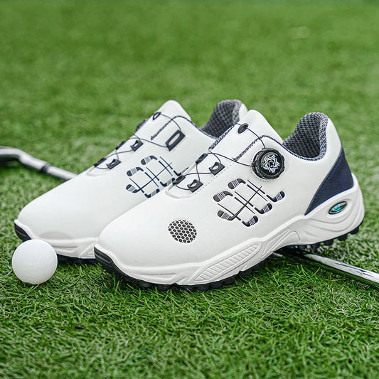 Professional Golf Shoes with Rotary Lock Buckle, Breathable, Shock-Absorbing, Non-Slip, Comfortable Support for Golf Course Swing Movements, Men's Casual Sports Shoes