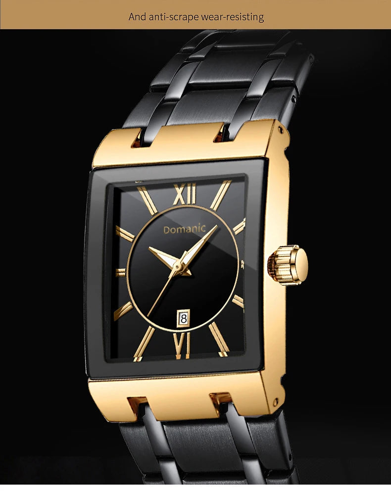 Montre-bracelet de luxe BINBOND à quartz précis pour homme, lumineuse, étanche, date automatique, en acier inoxydable durable, style décontracté.
