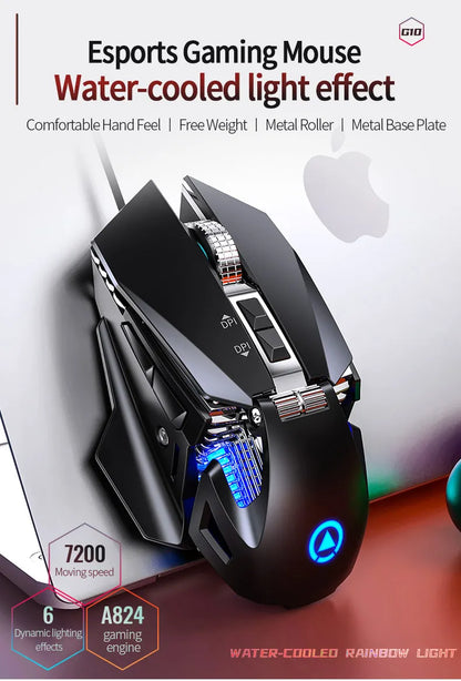 Wired RGB Backlit Esports Gaming Mouse 200-7200 DPI Adjustable, USB Wired for PC Laptop FPS Games