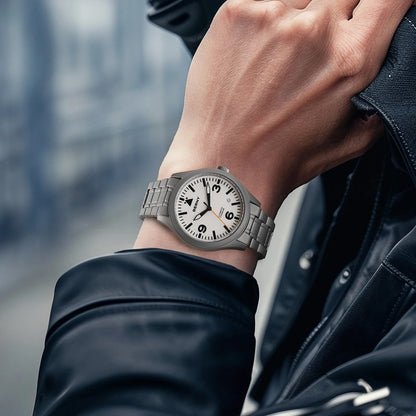 BERNY Aviation Top Titanium Mechanical Men Watch Sapphire AR Coating Supper Luminous 10Bar Sport Watch Titanium Aviation Watches