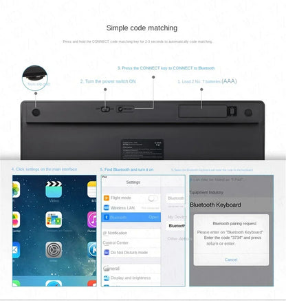 Mini Bluetooth Wireless Keyboard - 78 Keys Portable for PC/Tablet/Smartphone, Compatible with iPad, Compact Design forOffice