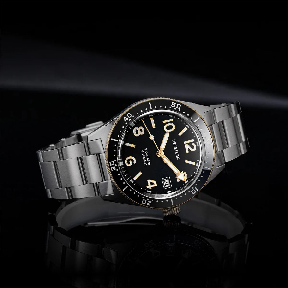 SEESTERN Diver Men Watch Automatic Mechanical Wristwatches NH35 Movement Ceramic Bezel 20Bar Waterproof Sapphire Luminou S434-2